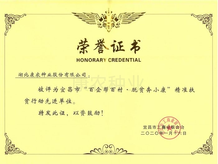 “百企帮百村，脱贫奔小康”精准扶贫先进单位