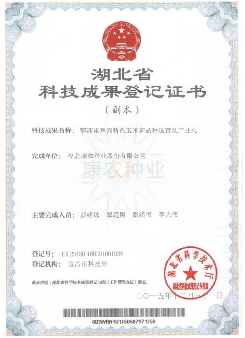 Breeding and Industrialization of New Species of Maize Varieties in Southwestern Hubei